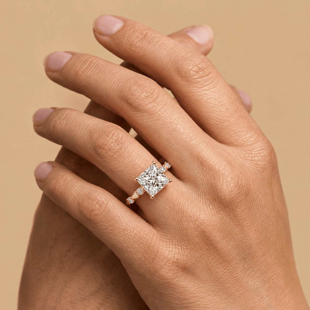 Classic square cut moissanite bridal jewelry for women