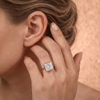 Eco-conscious princess bezel diamond ring angled view