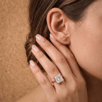 Princess diamond bezel ring studio lighting shot