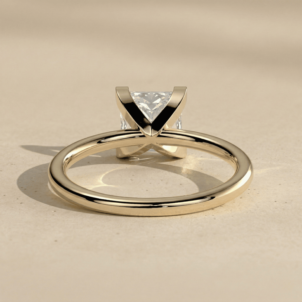 Minimalist Princess Solitaire Engagement Ring in 14K Gold