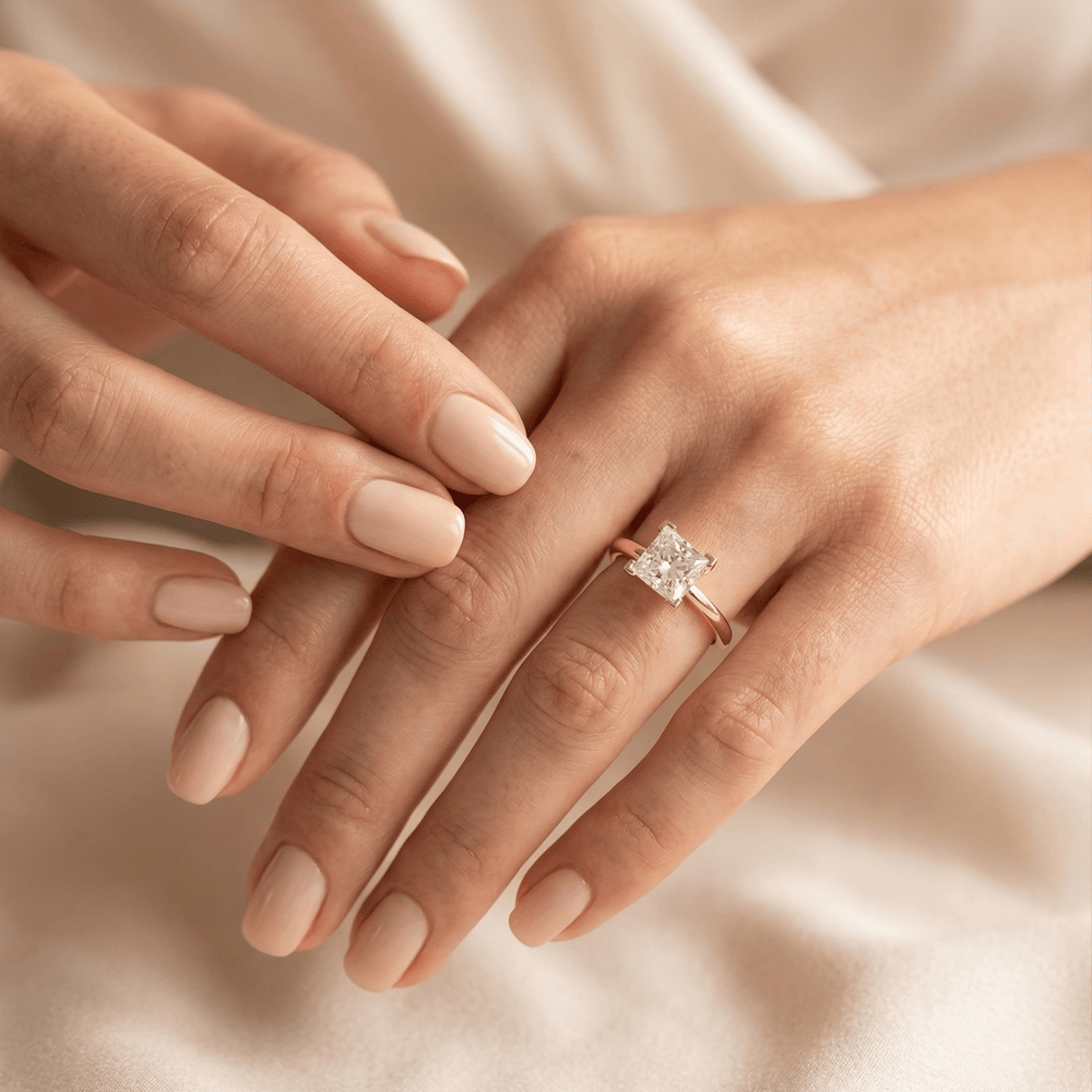 Timeless Princess Diamond Engagement Ring in 14K Solid Gold