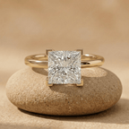 Princess Cut Lab Grown Diamond Solitaire Engagement Ring in 14K Solid Gold