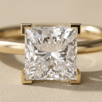 Princess Lab Grown Solitaire Engagement Ring in 14K Solid Gold - view 4