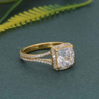 Princess Moissanite Diamond Split Shank Halo Engagement Ring - JBR Jeweler