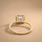Princess moissanite ring worn on hand