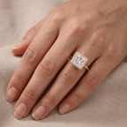 14K gold bezel set princess cut moissanite ring