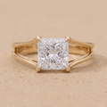 Princess cut moissanite solitaire ring in 14K gold