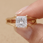 Princess split shank engagement ring with IGI certified lab diamond