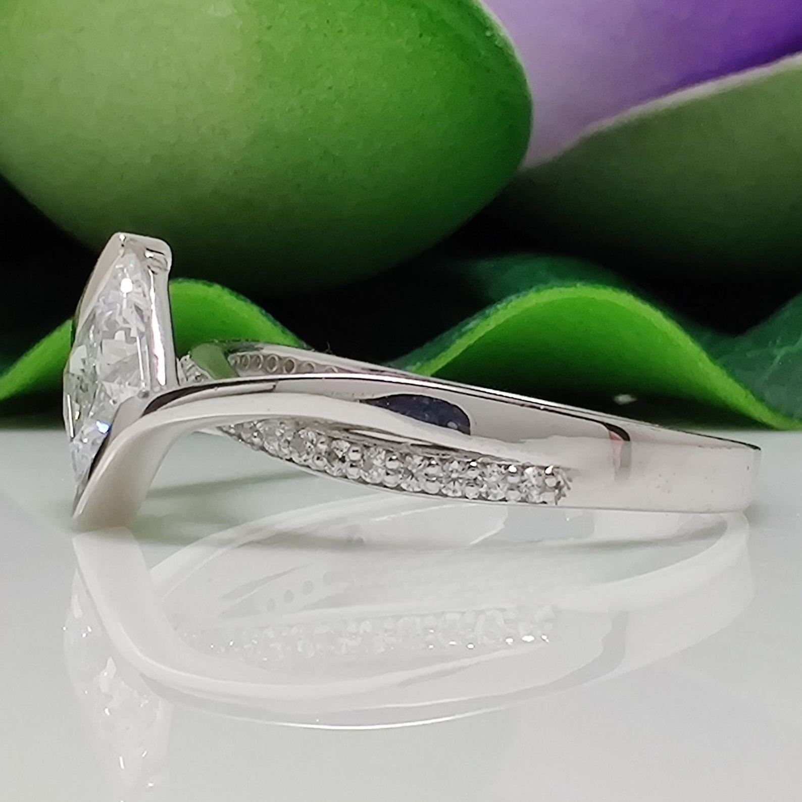 CT Princess Cut Lab-Grown Diamond Bypass Engagement Ring