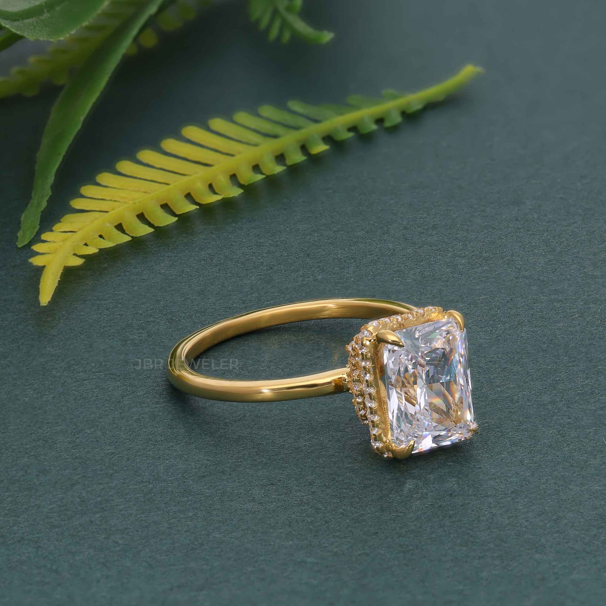 Double Hidden Halo Radiant Cut Lab Grown Engagement Ring - JBR Jeweler