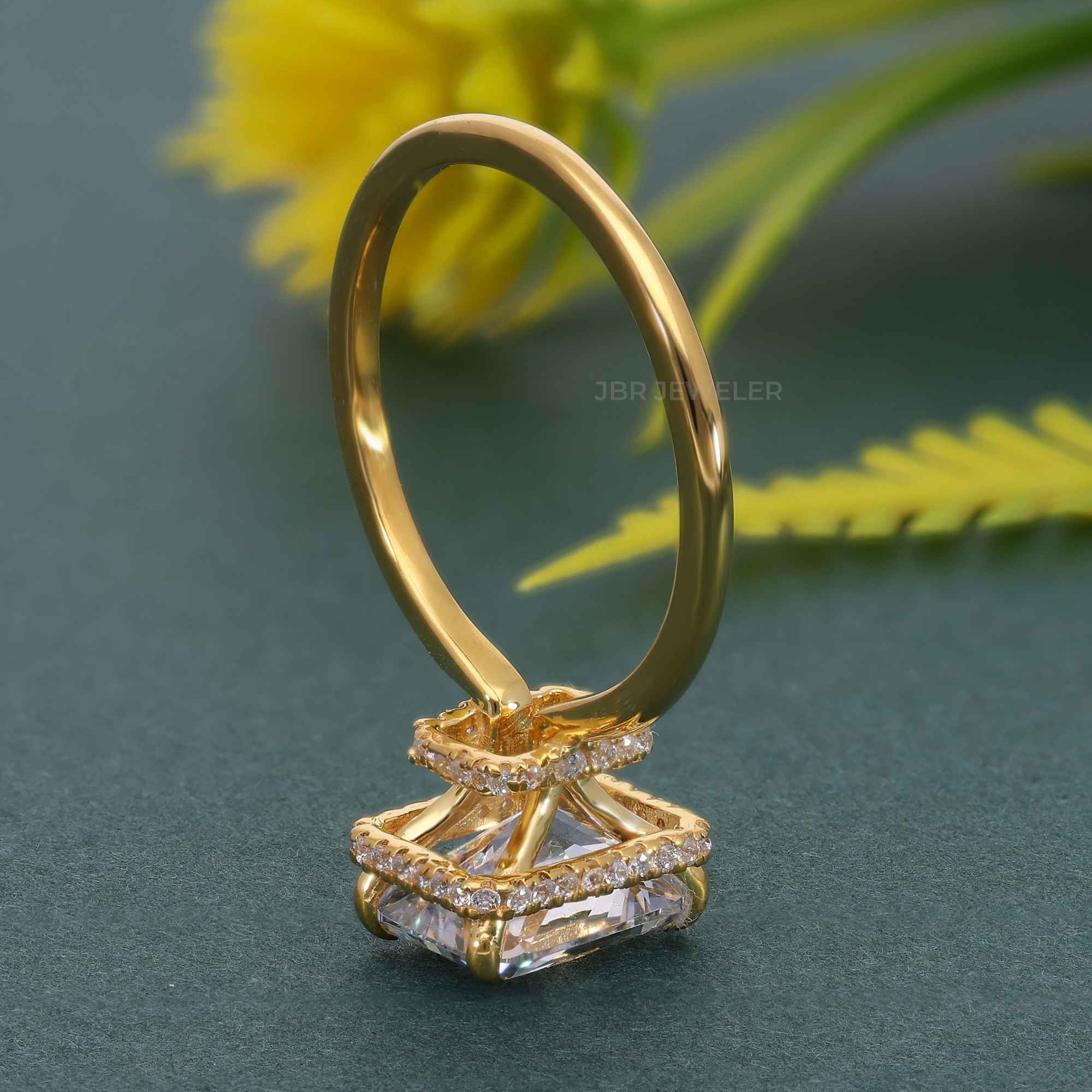 Double Hidden Halo Radiant Cut Moissanite  Engagement Ring - JBR Jeweler
