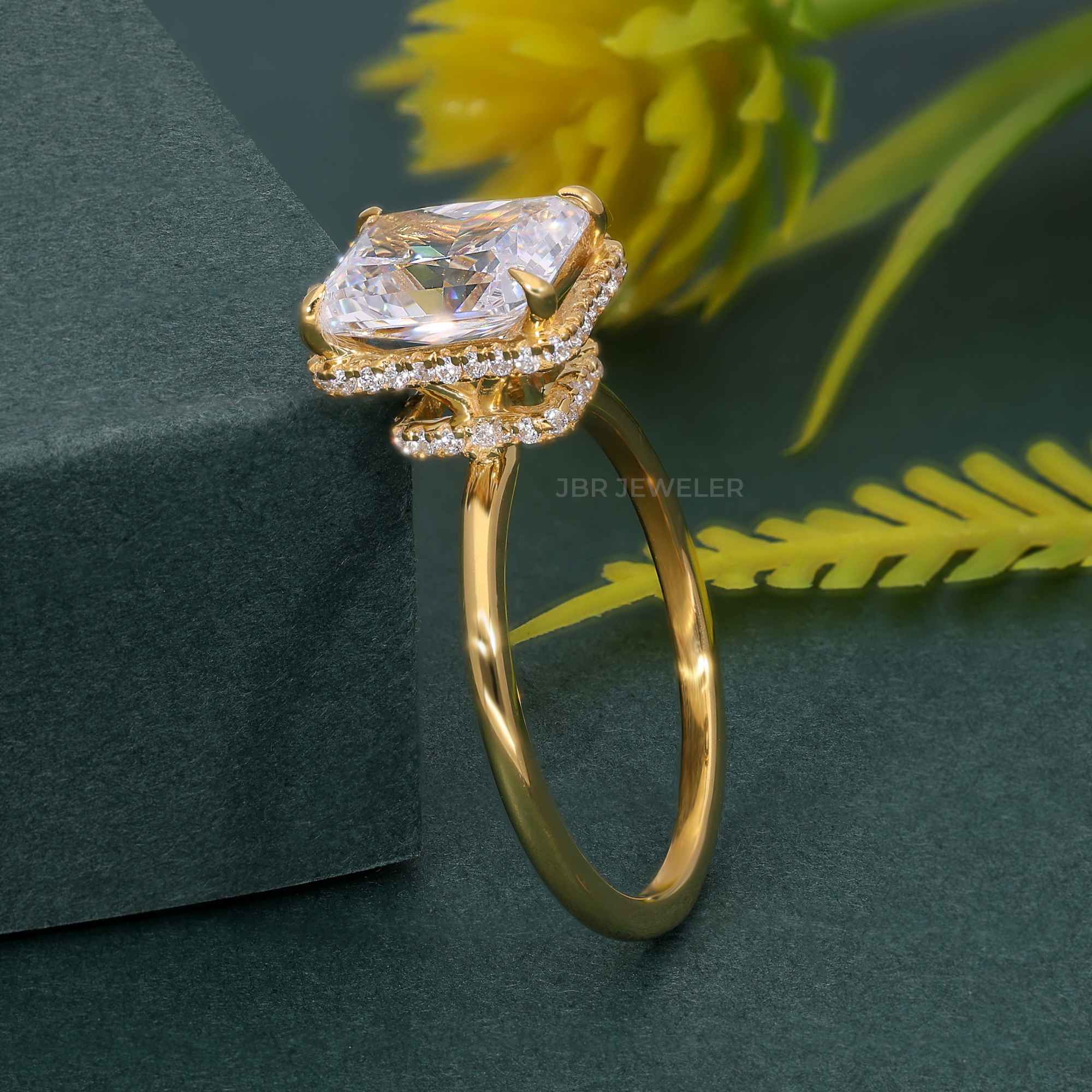 Double Hidden Halo Radiant Cut Lab Grown Engagement Ring - JBR Jeweler