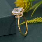 Double Hidden Halo Radiant Cut Moissanite  Engagement Ring - JBR Jeweler