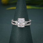 Radiant Cut 3 Stone CVD Diamond Engagement Ring With Full Eternity Bridal Sets - JBR Jeweler