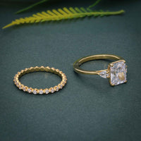 Radiant Cut 3 Stone CVD Diamond Engagement Ring With Full Eternity Bridal Sets