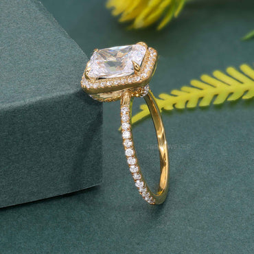 Radiant Cut Halo Moissanite Diamond Engagement Ring
