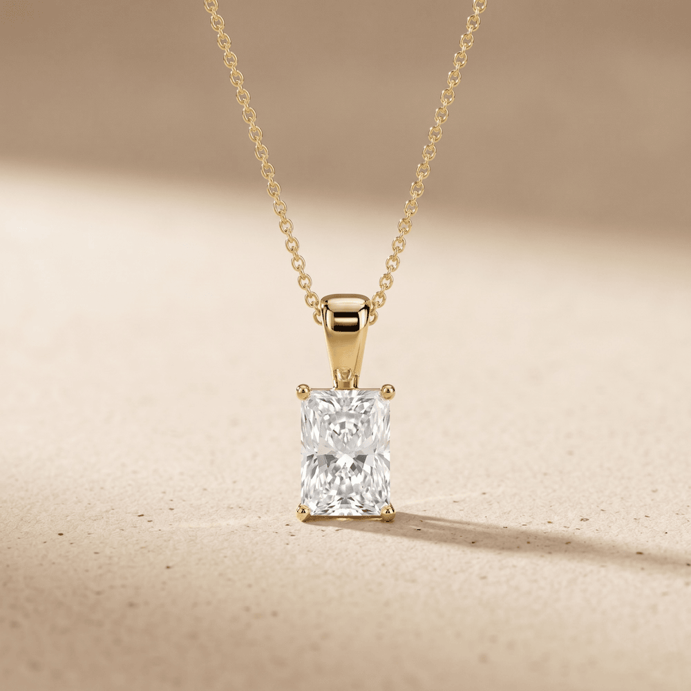 Radiant Cut Lab Diamond Solitaire Pendant in 14k Gold