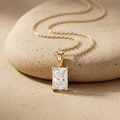 Radiant Cut Lab Diamond Solitaire Pendant in 14k Gold