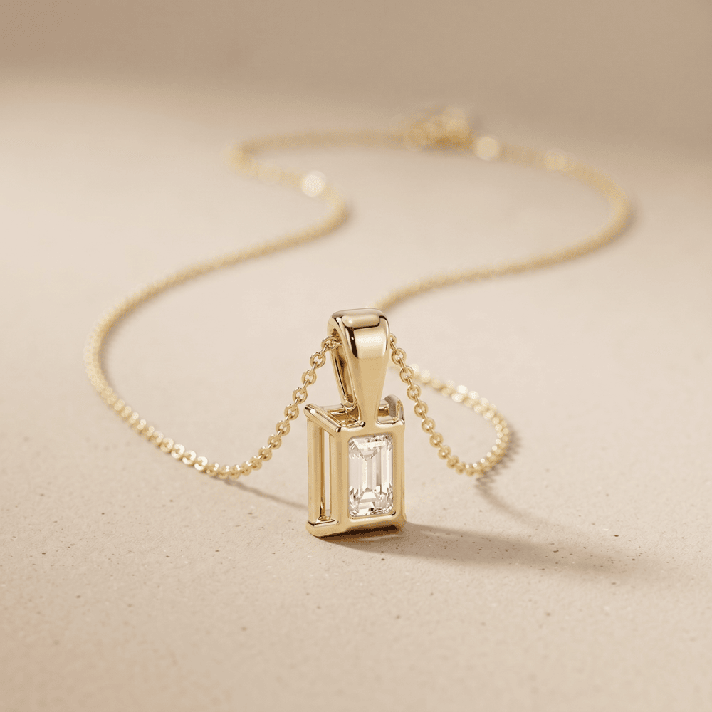 Radiant Cut Lab Diamond Solitaire Pendant in 14k Gold