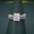 Radiant Cut Moissanite Diamond Side Stones Bridal Wedding Ring Set - JBR Jeweler