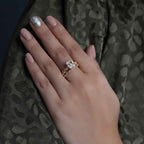 Radiant Cut Moissanite Diamond Side Stones Bridal Wedding Ring Set - JBR Jeweler