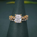 Radiant Cut Lab Grown Diamond Side Stones Bridal Wedding Ring Set - JBR Jeweler