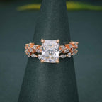 Radiant Cut Moissanite Diamond Side Stones Bridal Wedding Ring Set - JBR Jeweler
