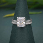 Radiant Cut Lab Grown Diamond Solitaire Ring Set With Matching Band - JBR Jeweler