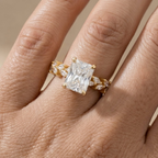 Radiant moissanite gold ring for bride gift