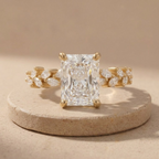 Radiant cut moissanite gold engagement ring gift for bride