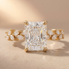 Radiant moissanite bridal ring in gold