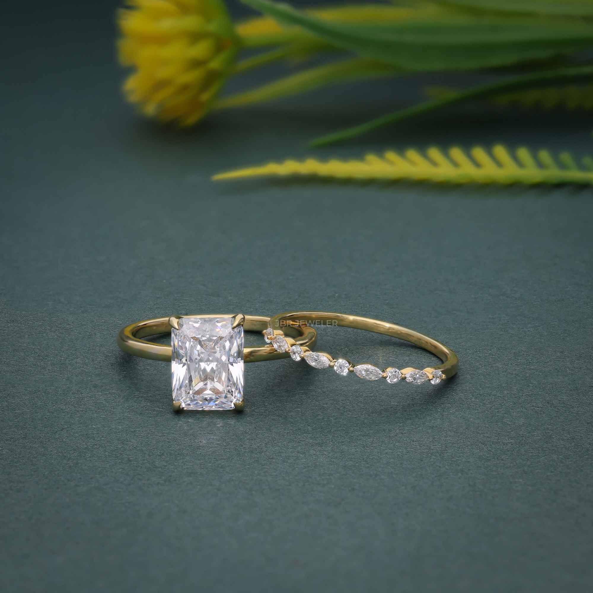 Radiant Cut Solitaire Lab Grown Diamond Wedding Ring Bridal Sets