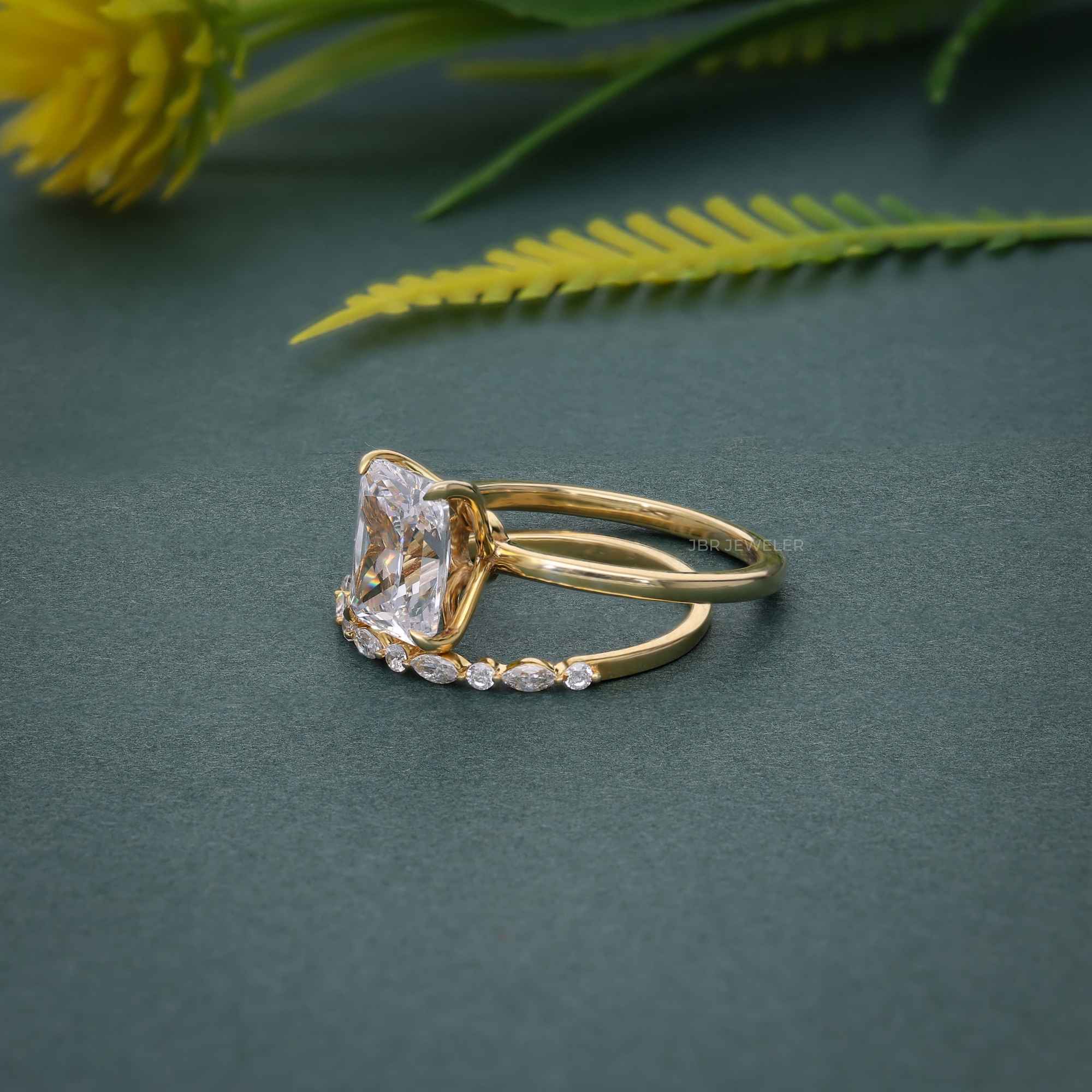 Radiant Cut Solitaire Lab Grown Diamond Wedding Ring Bridal Sets - JBR Jeweler