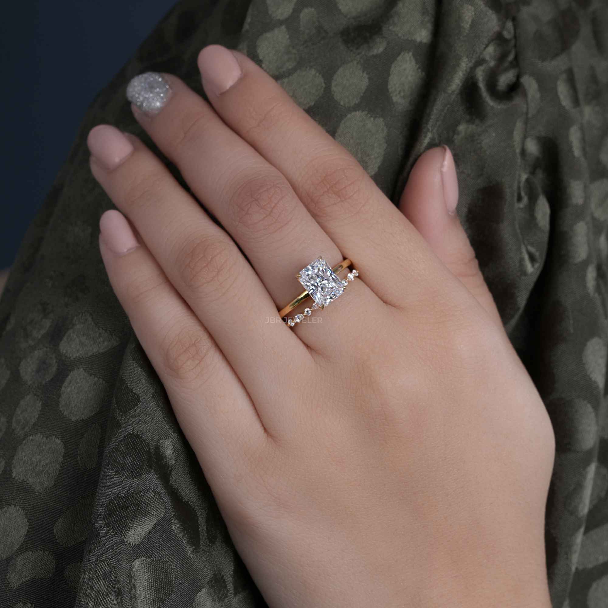 Radiant Cut Solitaire Moissanite Diamond Wedding Ring Bridal Sets - JBR Jeweler