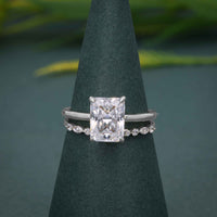 Radiant Cut Solitaire Lab Grown Diamond Wedding Ring Bridal Sets