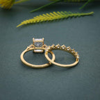 Radiant Cut Three Stone Moissanite Diamond Bridal Ring With Matching Band - JBR Jeweler