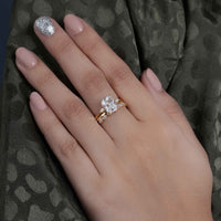 Radiant Cut Three Stone Moissanite Diamond Bridal Ring With Matching Band