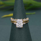 Radiant Cut Three Stone Lab Grown Diamond Bridal Ring With Matching Band - JBR Jeweler