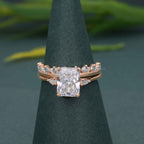 Radiant Cut Three Stone Lab Grown Diamond Bridal Ring With Matching Band - JBR Jeweler
