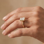 Radiant Moissanite Gold Ring – Angled View