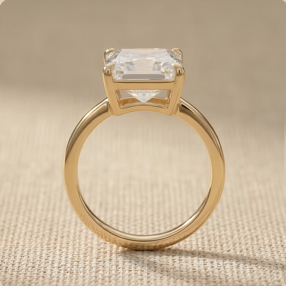 Horizontal Radiant Moissanite Bridal Ring