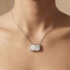 Radiant Gemstone Pendant Necklace 14k White Gold