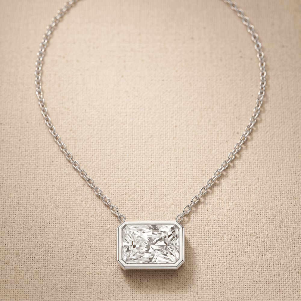 Radiant Gemstone Pendant Necklace 14k White Gold
