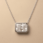 Radiant Gemstone Pendant Necklace 14k White Gold
