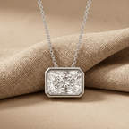Radiant Gemstone Pendant Necklace 14k White Gold