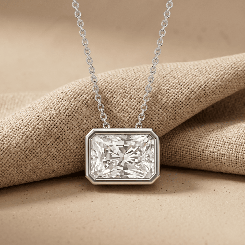 Radiant Gemstone Pendant Necklace 14k White Gold