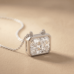 Radiant Gemstone Pendant Necklace 14k White Gold