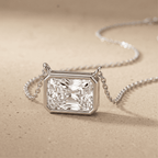Radiant Gemstone Pendant Necklace 14k White Gold