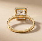 Bezel set gold promise ring band detail