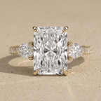 Elegant radiant cut lab diamond wedding band ring